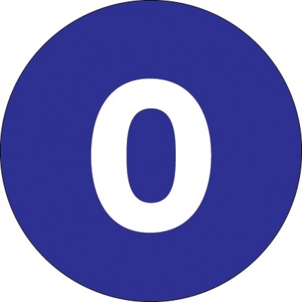 Dark Blue Circle "0" Number Labels - 3"
