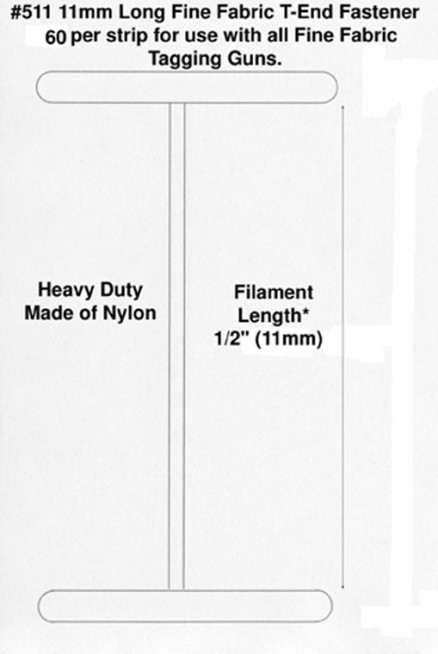 Fine Fabric Micro-Spaced Nylon T-End Tagging Fasteners, 3/8"