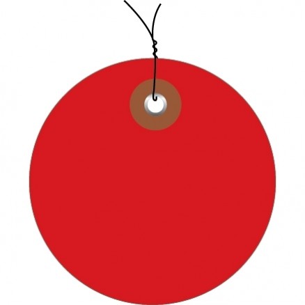 Pre-Wired Red Plastic Circle Tags - 3"