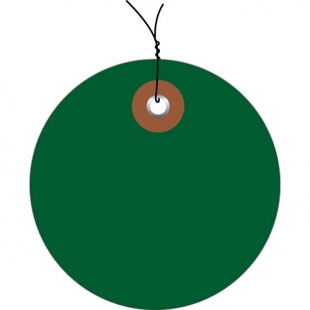 Pre-Wired Green Plastic Circle Tags - 2"