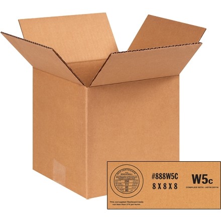 Weather Resistant Corrugated Boxes, 8 x 8 x 8", W5c - 250 #