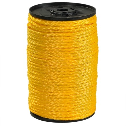 Hollow Braided Polypropylene Rope - 1/4", Yellow