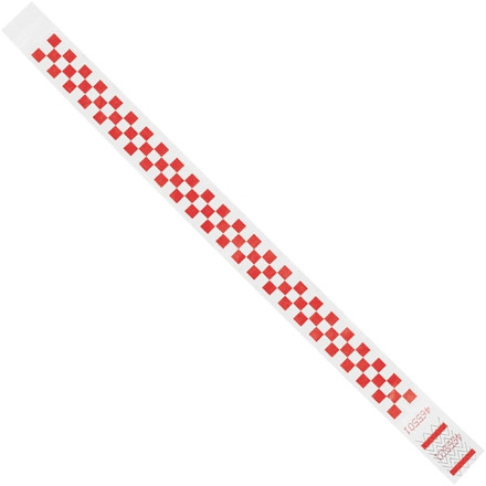 Red Checkerboard Tyvek® Wristbands, 3/4 x 10"