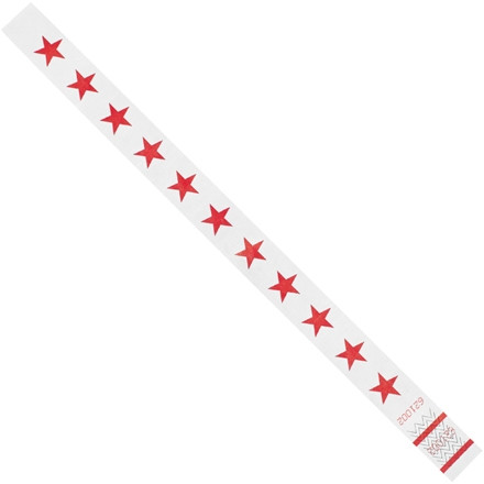 Red Stars Tyvek® Wristbands, 3/4 x 10"