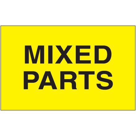 " Mixed Parts" Fluorescent Yellow Labels, 3 x 5"