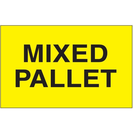 " Mixed Pallet" Fluorescent Yellow Labels, 3 x 5"