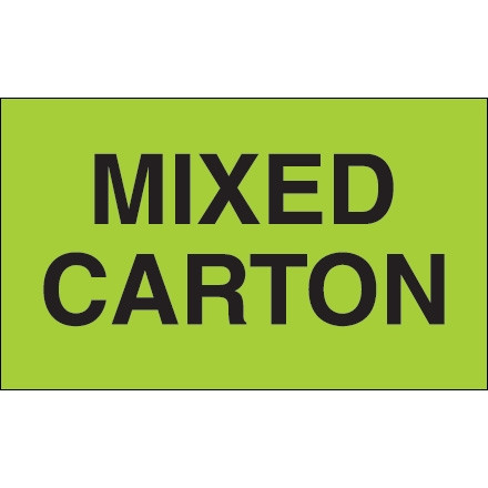 " Mixed Carton" Green Labels, 3 x 5"