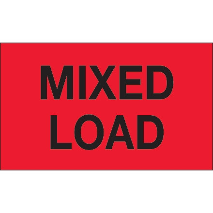 " Mixed Load" Fluorescent Red Labels, 3 x 5"