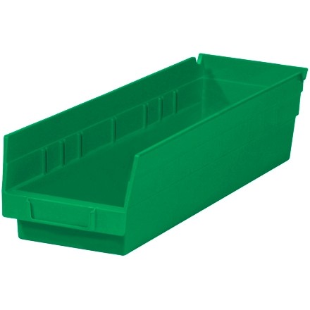 Plastic Shelf Bins, Green, 17 7/8 x 4 1/8 x 4"