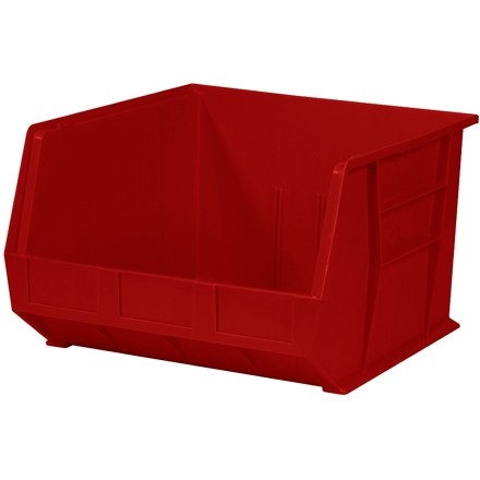 Stackable Plastic Bins, Red, 18 x 16 1/2 x 11"