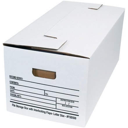 Interlocking Flap File Storage Boxes, 24 x 12 x 10"