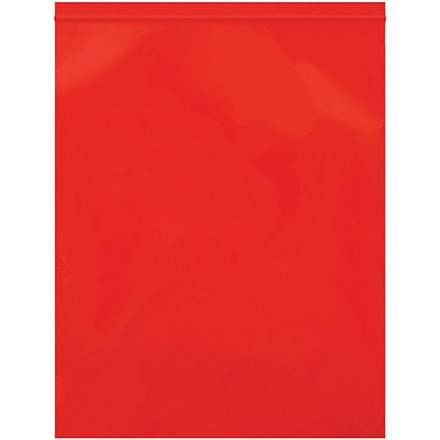 Reclosable Poly Bags, 12 x 15", 2 Mil, Red