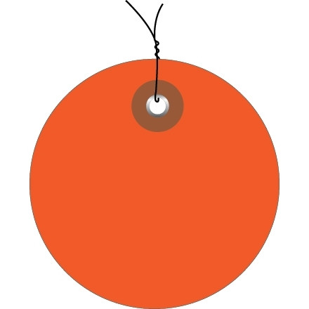 Pre-Wired Orange Plastic Circle Tags - 2"