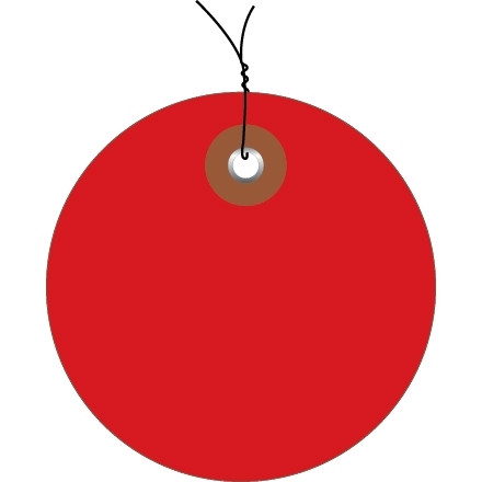 Pre-Wired Red Plastic Circle Tags - 2"