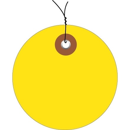 Pre-Wired Yellow Plastic Circle Tags - 2"