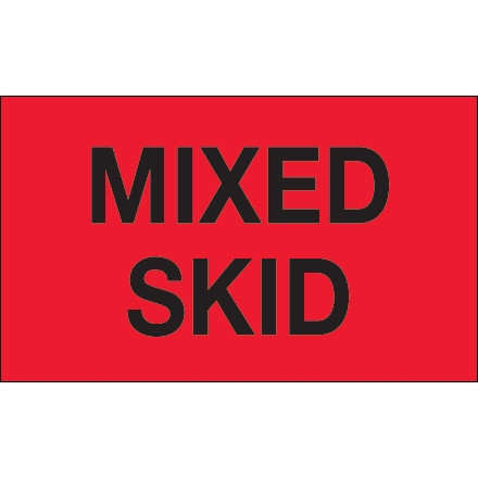 " Mixed Skid" Fluorescent Red Labels, 3 x 5"