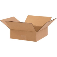 Corrugated Boxes, 10 x 10 x 3", Kraft, Flat