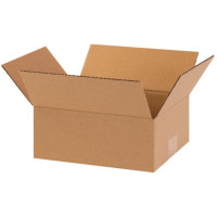 Corrugated Boxes, 10 x 8 x 4", Kraft, Flat