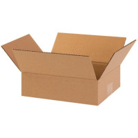 Corrugated Boxes, 10 x 8 x 3", Kraft, Flat