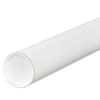 Mailing Tubes with Caps, Round, White, 3 x 6"