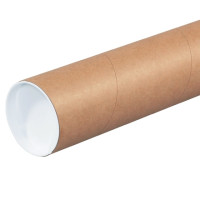 Mailing Tubes with Caps, Round, Kraft, 3 x 6"