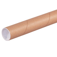Mailing Tubes with Caps, Round, Kraft, 1 1/2 x 9", .060" thick
