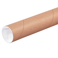 Mailing Tubes with Caps, Round, Kraft, 2 x 6", .060" thick