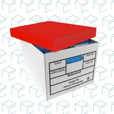 Quick Setup Storage File Box Red Lid - 12 Pack