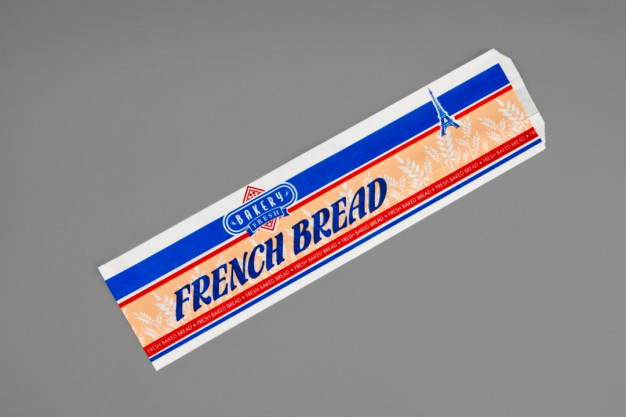 Sacs à pain français imprimés en blanc - Nouveau design de boulangerie, 5 1/4 x 3 1/4 x 20 "