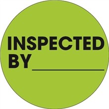 Vert fluorescent "Inspecté par" étiquettes d'inventaire cercle, 1 "