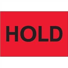 Étiquettes d'inventaire "Hold" rouge fluorescent, 2 x 3 "
