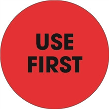 Rouge fluorescent "Utilisez d'abord" les étiquettes d'inventaire cercle, 2 "
