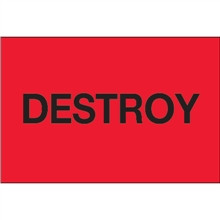 Étiquettes d'inventaire "Destroy" rouge fluorescent, 2 x 3 "