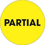 Étiquettes d'inventaire de cercle "partiel" jaune fluorescent, 2 "