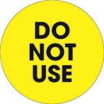 Jaune fluorescent "Ne pas utiliser" Étiquettes d'inventaire cercle, 2 "