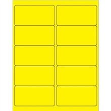 Étiquettes laser amovibles, jaune fluorescent, 4 x 2 "