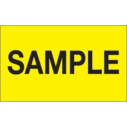 Étiquettes de production «échantillon» jaune fluorescent, 3 x 5 po