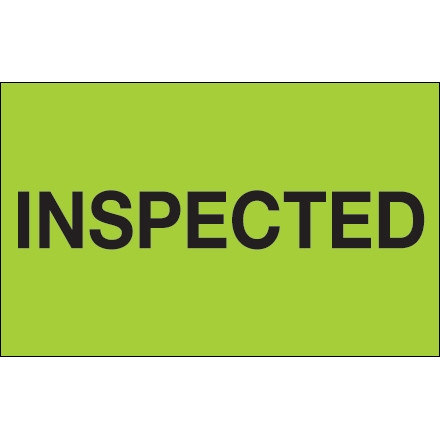 Étiquettes de production "inspectées" vert fluorescent, 1 1/4 x 2 "