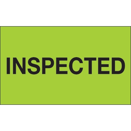 Étiquettes de production "inspectées" vert fluorescent, 3 x 5 "