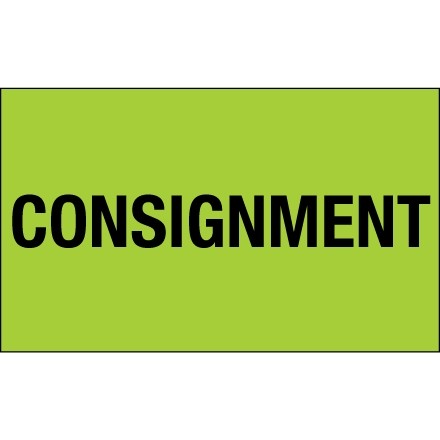 Etiquettes de production "Consignment" vert fluorescent, 3 x 5 "