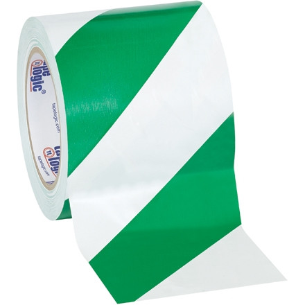 Ruban de sécurité TPC en vinyle, 4 po x 36 verges, vert / blanc