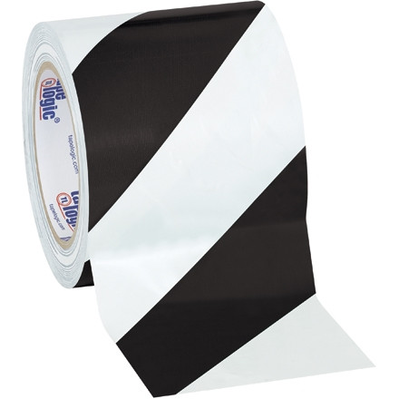 Ruban de sécurité TPC en vinyle, 4 po x 36 verges, blanc / noir