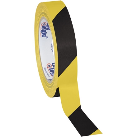Ruban de sécurité en vinyle TPC - 1 po x 36 verges, jaune / noir