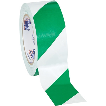 Ruban de sécurité en vinyle TPC, 2 po x 36 verges, vert / blanc