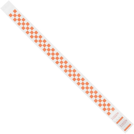Bracelets Tyvek® en orange damier, 3/4 x 10 "