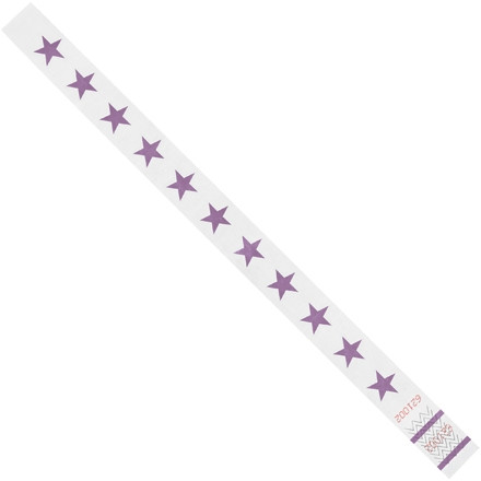 Poignets Tyvek® étoiles violettes, 3/4 x 10 "
