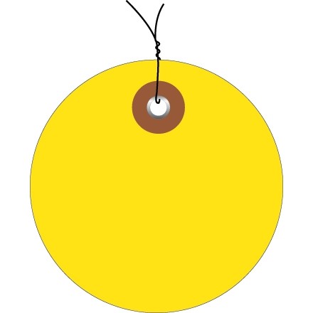 Étiquettes en plastique - Cercle de 3 ", jaune, pré-câblé