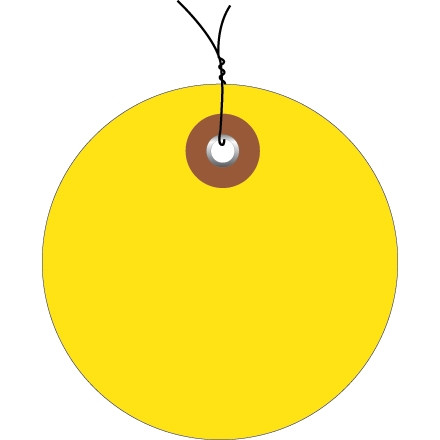 Étiquettes en plastique - cercle de 2 ", jaune, pré-câblé