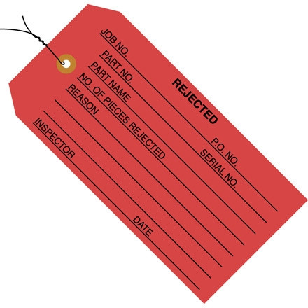 Étiquettes d'inspection «rejetées» pré-câblées, rouge, 4 3/4 x 2 3/8 "