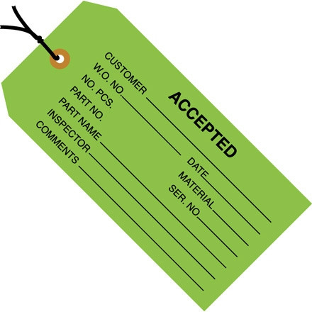 Étiquettes d'inspection "acceptées" pré-cordées, vert, 4 3/4 x 2 3/8 "